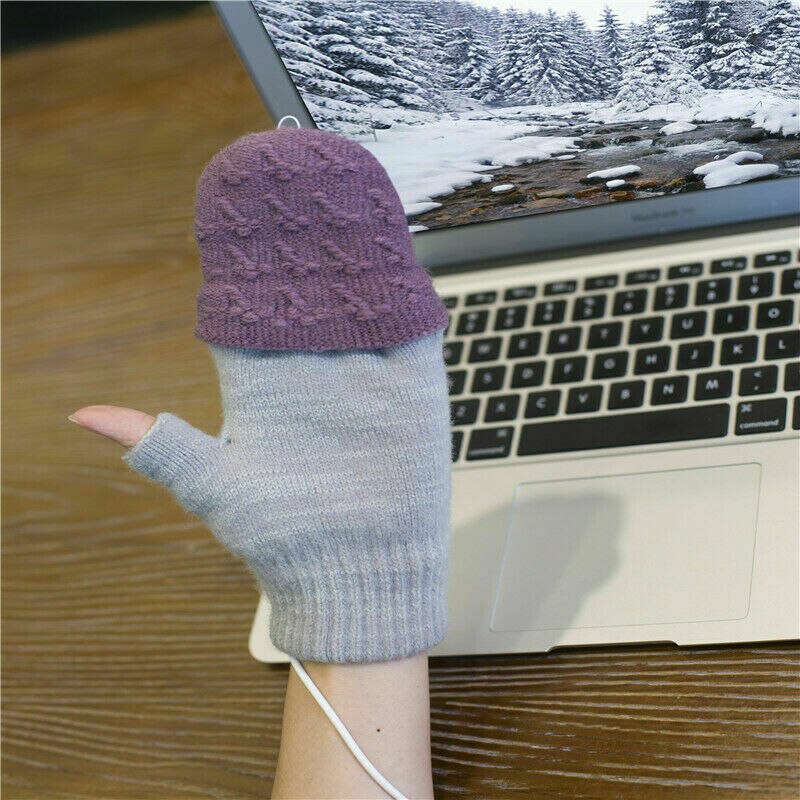 Ordinateur portable femmes hommes CA USB mitaine chauffée complet et demi doigt hiver tricot gants à main gants de cyclisme hiver gants thermiques femmes