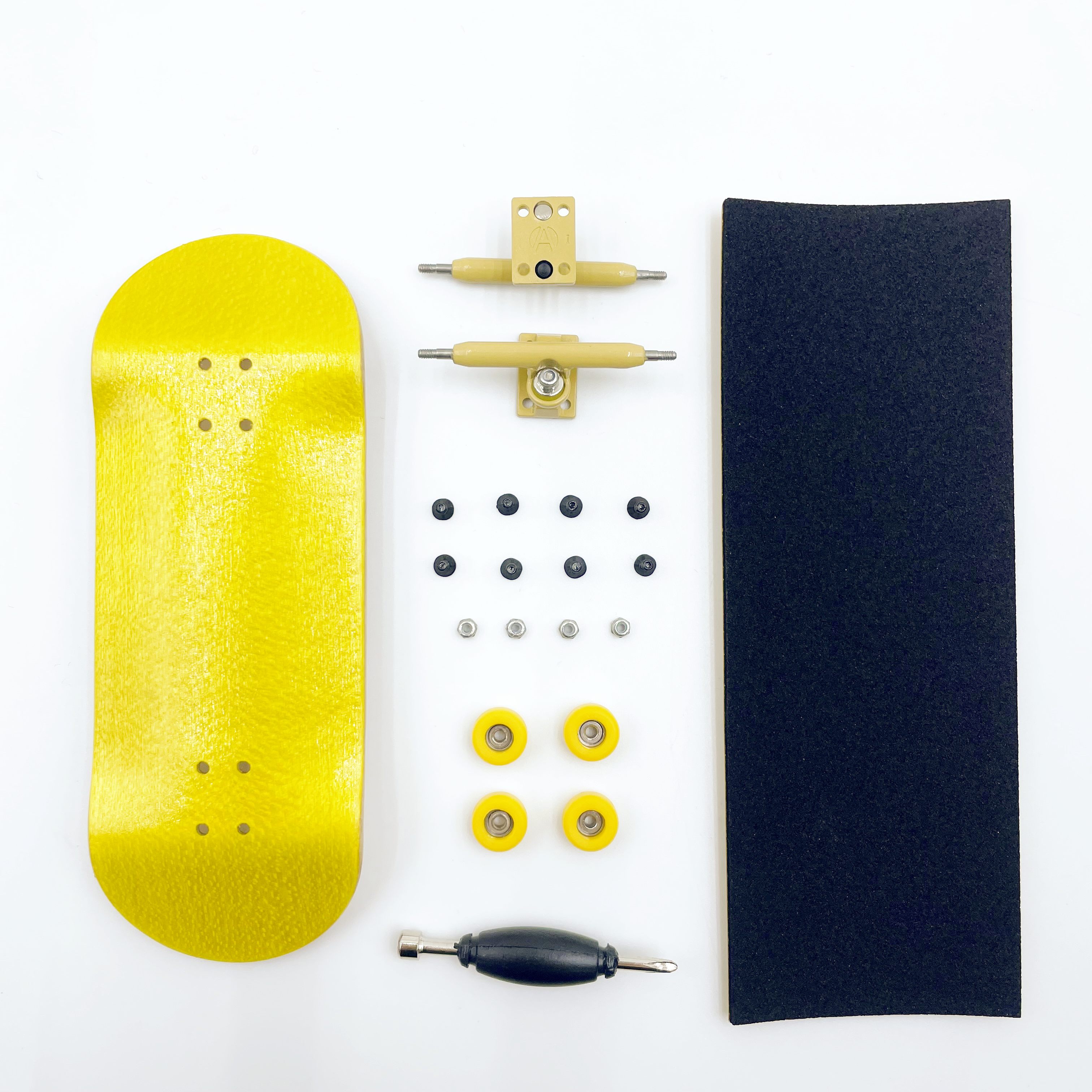 34mm Complete Fingerboard Handmade Deck Single Axle Truck CNC Bearing Wheels: Yellow