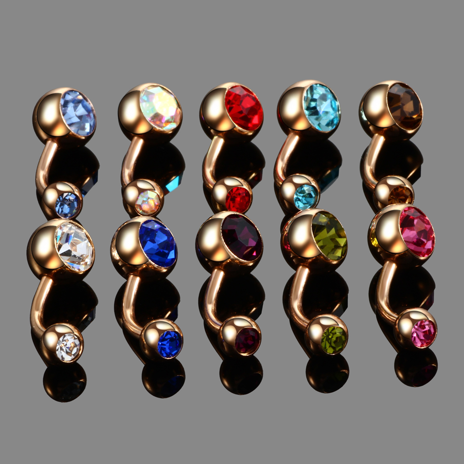 1PC Steel Piercings Ombligo 14G Navel Piercing Belly Button Piercing Nombril Rose Gold Dangle Earring Belly Barbell Body Jewelry