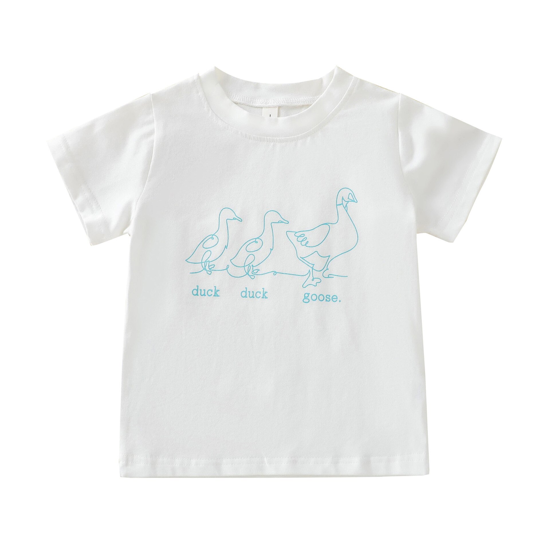 Baby Jungen Mädchen T-Shirt Sommer Kleinkind unisex lässig Sanft kurz Ärmel Kinder Kleidung Kleinkind Baumwolle Spitzen Ente drucken Bebe Abschläge: 80(6M)