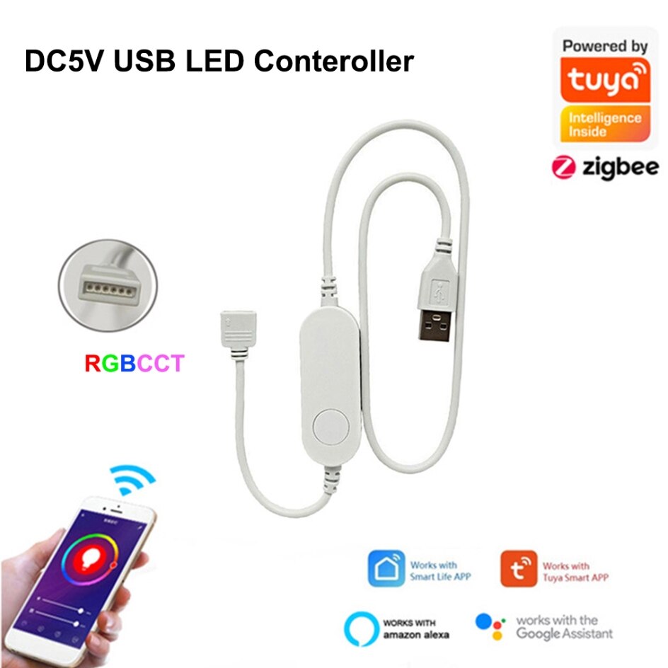Tuya zigbee-lichtleisten-controller, led-lichtleisten-controller, rgb-  dc 5-24v- lampen-streifen-dimmer: Rgbcct usb