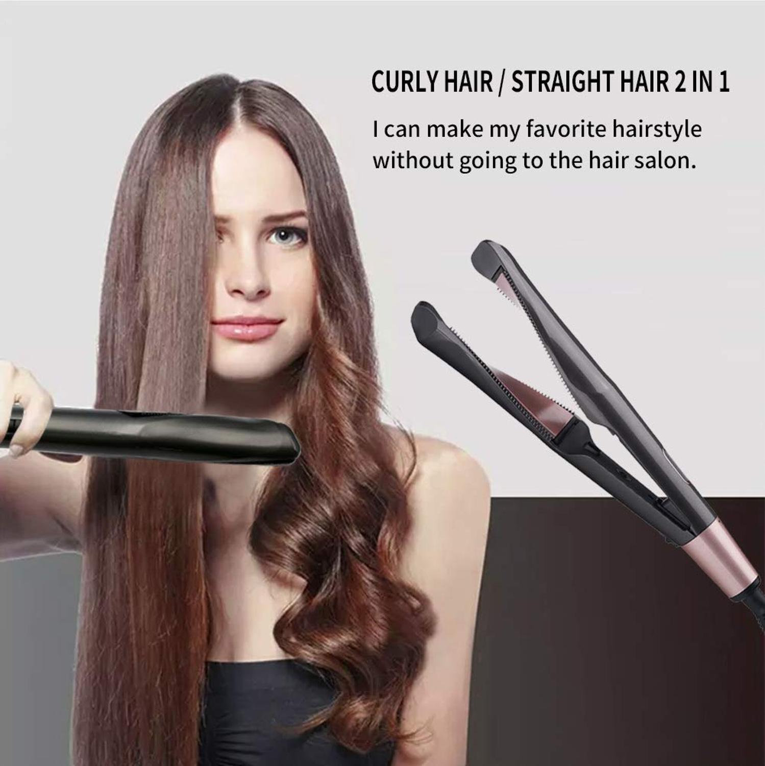 Bigoudi 2 en 1 pour femmes, pince à cheveux, fer à friser