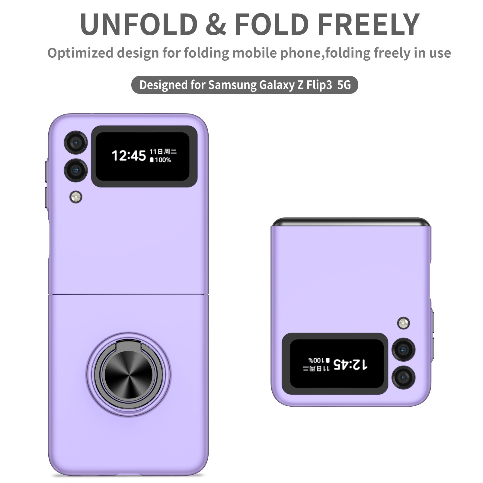 Funda con anillo antiarañazos para Samsung Galaxy Z Flip 3 5G Flip3, funda protectora antideslizante para Samsung Z Flip 3