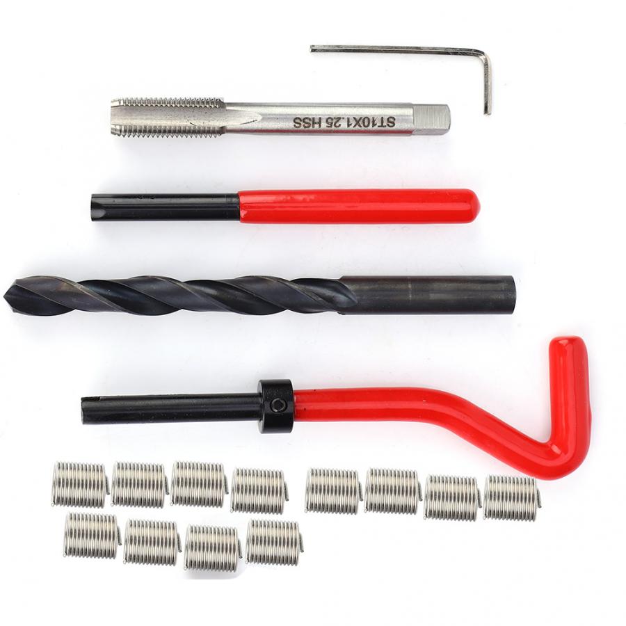 17 stk. reparationssæt til gevind  m10 x 1.25 rustfrit stål-gevindhane-sæt til indvendigt gevind