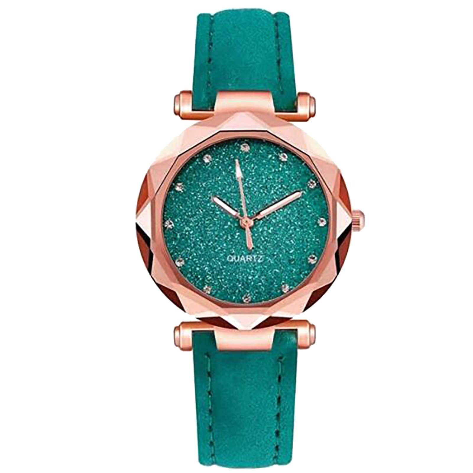 Quartz Horloges Modieuze Star Sky Prachtige Diamanten Retro Lederen Band Quartz Dames Horloge Relogio Feminino Montre Femme: D
