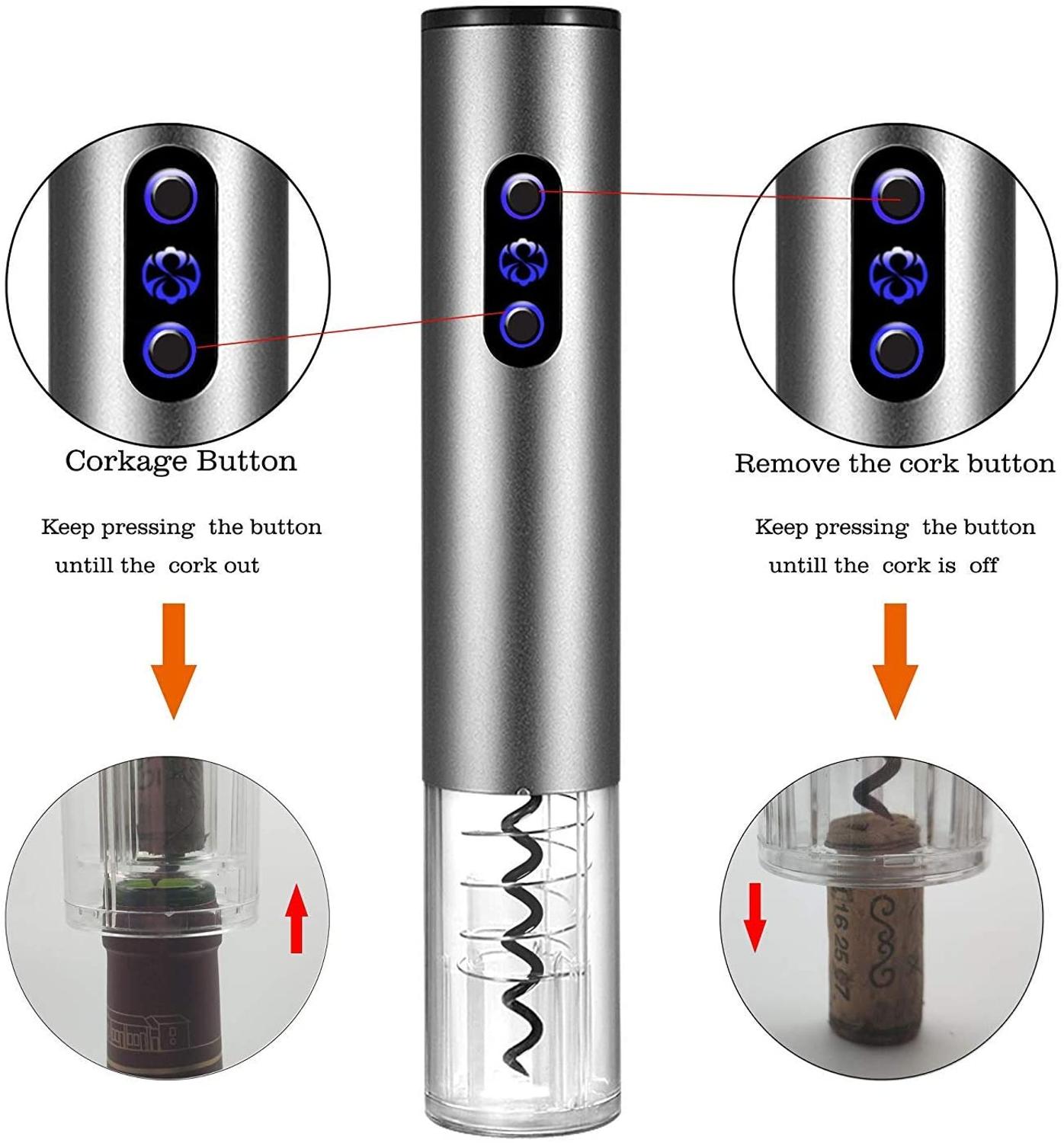 Wijn Opener Elektrische, Hulimars Wijn Flesopener, Roestvrij Staal Kurkentrekker Battery Powered Cordless Wijn Opener Kit Met Folie
