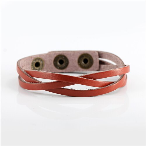 Vintage Snap Bracelet Men/Women Adjustable Leather Wrap Bracelets & Bangles Pulseira Masculina Jewelry: Orange