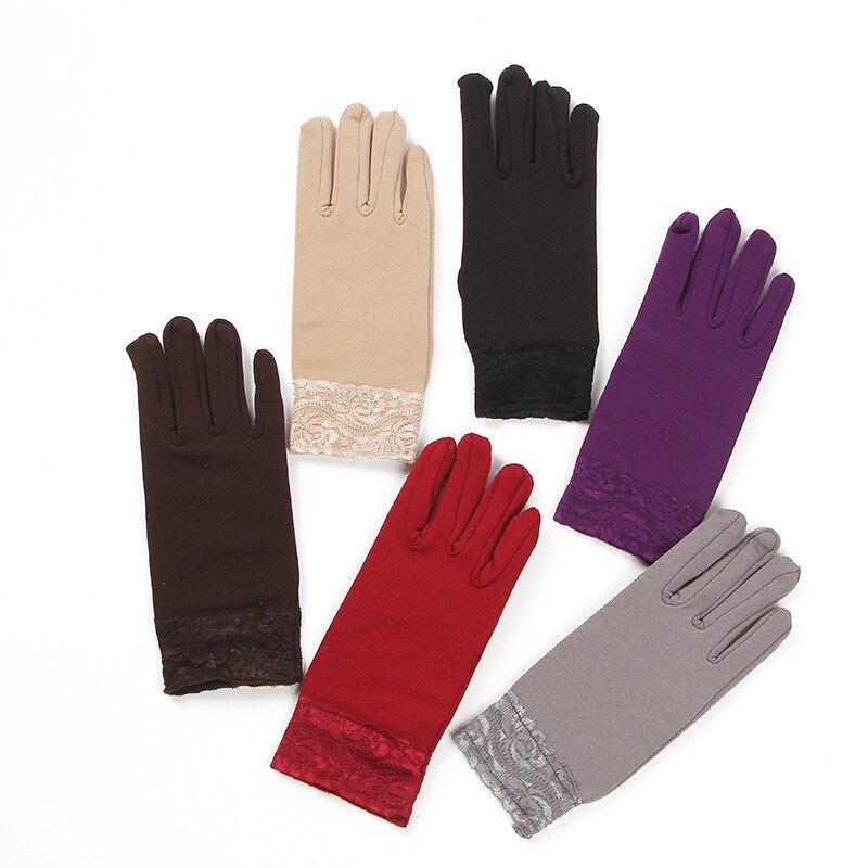 Gants en dentelle épaisse pour femmes, de mitaines courtes et épaisses à la pour la conduite, GL0324