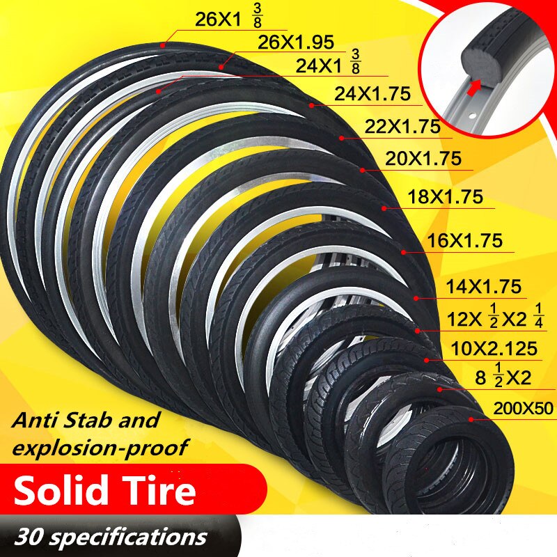 14*1.75 Pneu de Carro Elétrico Pneu Sólido 14 Polegada para Electrombile 14x1.75 Solid Pneus de Borracha de Pneu Preto