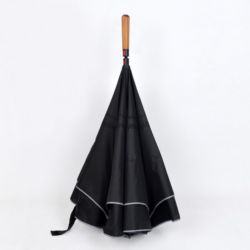 Parapluie inversé Double couche pour femme et homme, à poignée longue, coupe-vent: Marron