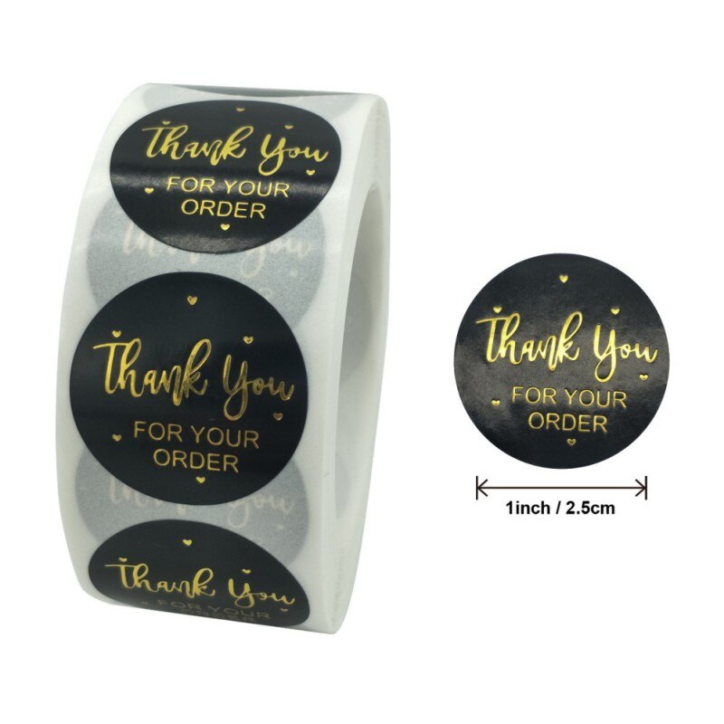 Gold Foil Thank You Stickers For Seal Labels 1 Inch Packaging Stickers Birthday Party Offer Stationery Sticker: F