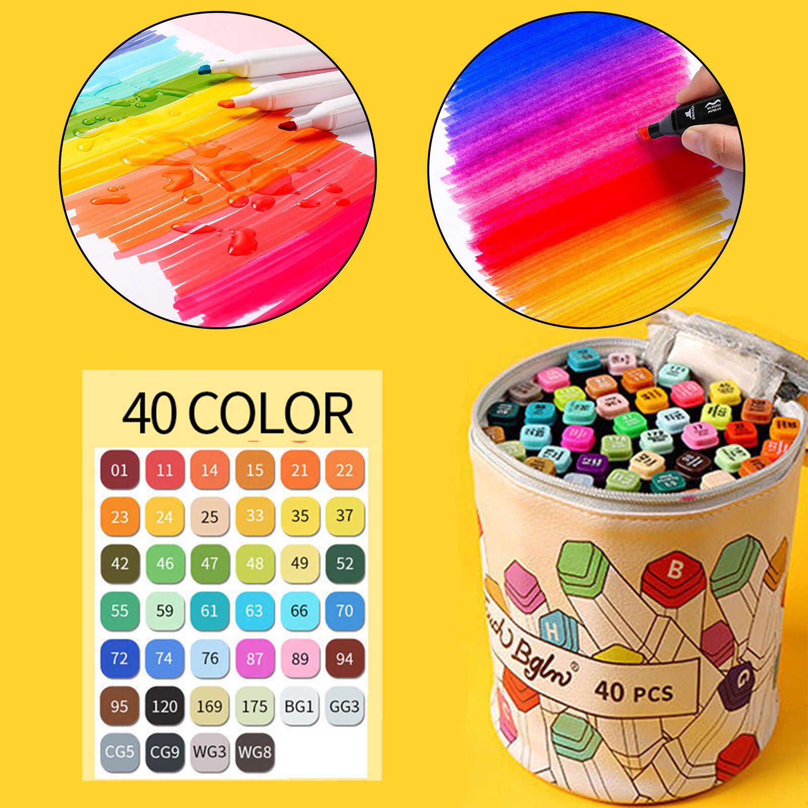 Twin Tip Marker Pen Sketch Brush Markers 15.3cm for Journaling Note Taking: 40 Color