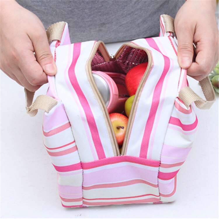 color rayas térmica portátil bolsos para la comida para mujer de los hombres multifunción de almacenamiento de gran capacidad de bolsas de comida Picnic -15