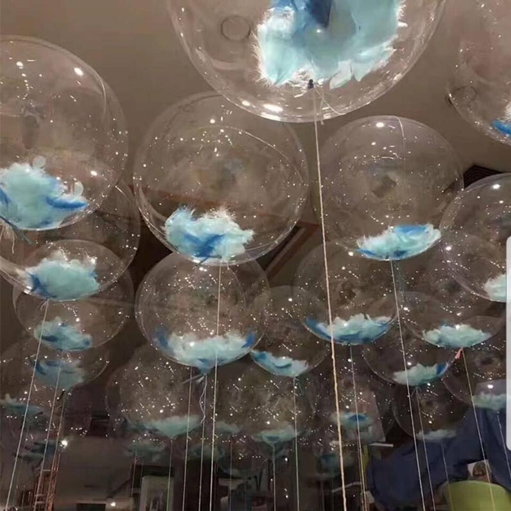 100 Uds macarrones pluma colorida globos Bobo transparentes rellenos decoraciones para cumpleaños y bodas caja de globo DIY artesanía relleno pluma