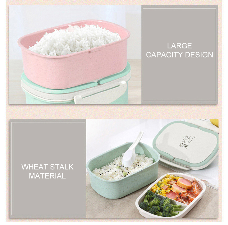 Milieuvriendelijke Magnetron Bento Box Tarwe Stro Kind Lunchbox Lekvrije Bento Lunchbox Voor Kids School Voedsel Container