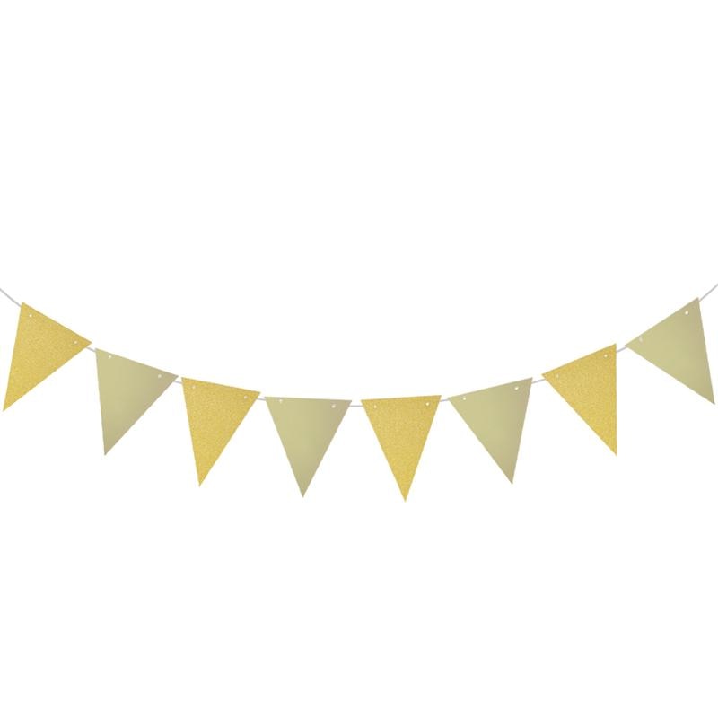 3 Meter Babys Verjaardag Banners Glitter Wimpel Vlaggen Guirlande Streamer Baby Kamer Nursery Opknoping Decor (Golden)