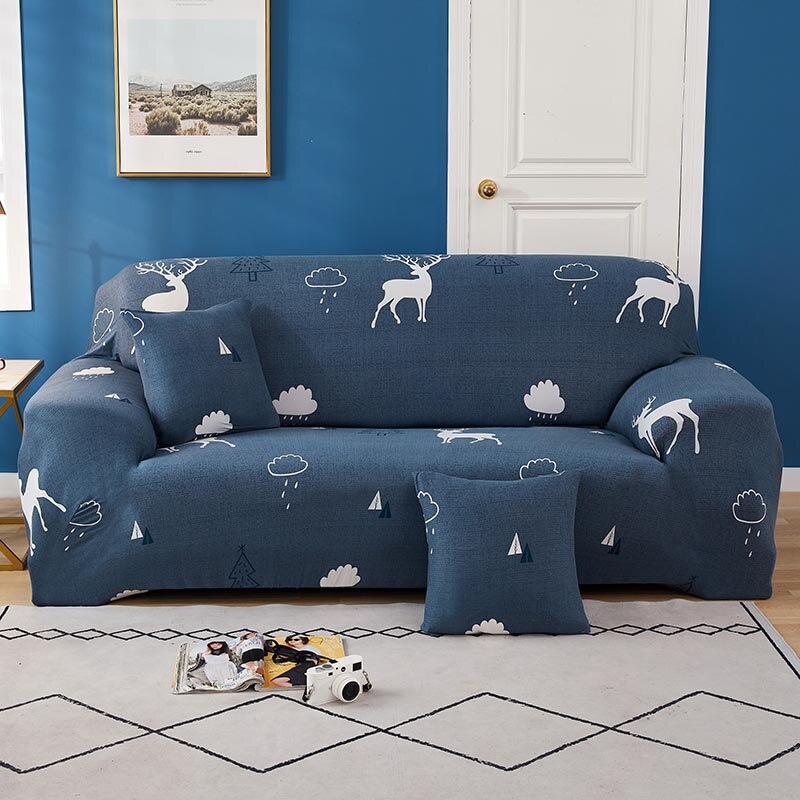 Hertenprint stretch bankhoezen, hoekbankhoes, elastische bankhoes voor woonkamer, bankhoes, eenpersoons/twee/drie/vierzits 42: 3-- zits 190-230cm