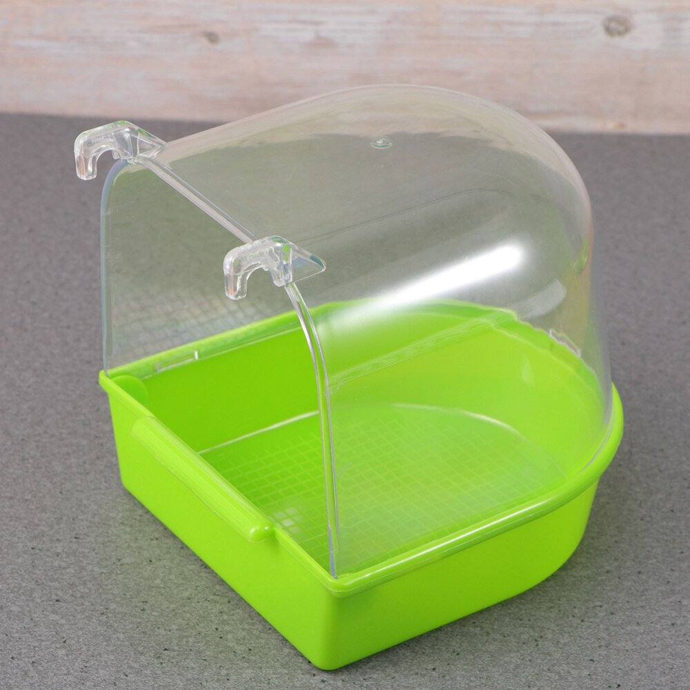 Caged Bird Bath Multi Cage Bird Bath Covered for Small Brids Canary Budgies Parrot (White): Green