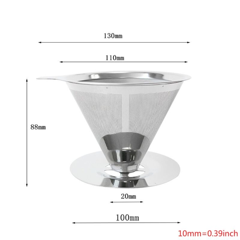 Reusable Coffee Filter Stainless Steel Cone Coffee Filter Baskets Mesh Strainer