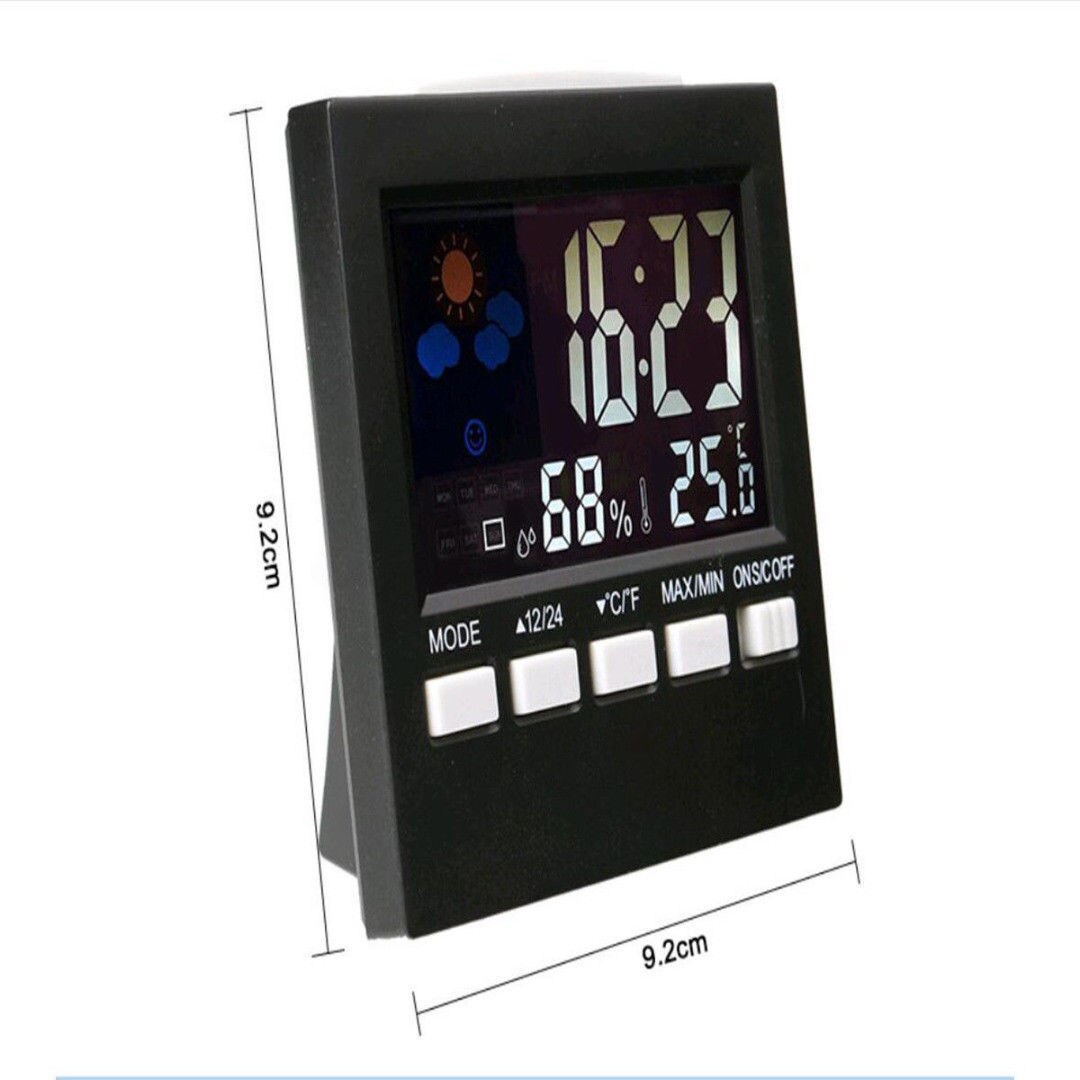 Weer Klok Kleur Screen Digitale Display Thermometer Vochtigheid Klok Kleurrijke Lcd Alarm Kalender Weer Pop