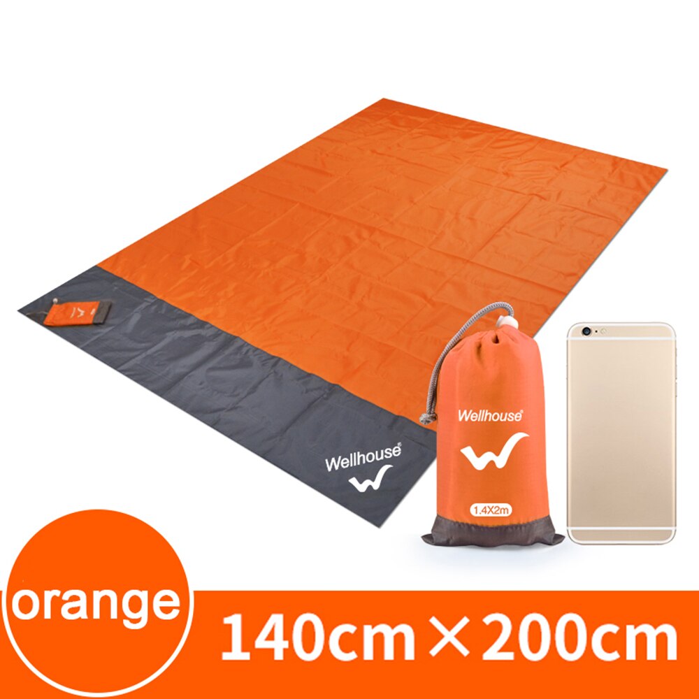 Strandtæppe bærbar udendørs campingmåtte vandtæt picnicmåtte jorden baby sovemadras foldbar fugtbeskyttet teltmåtte: Orange-m