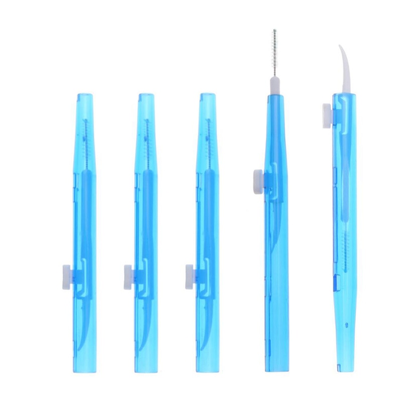 Orthodontische Mondholte Schoon Dental Floss Borstel Tandenborstel Oral Care Tandenstoker Tanden Care 2 In 1 Push-Pull Interdentale borstel