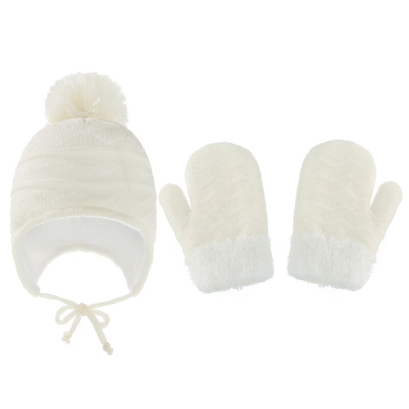 Gants en cachemire pour enfants de 1 à 3 ans, ensemble deux pièces en velours pour garçons et filles de 4 à 6 ans: WHITE