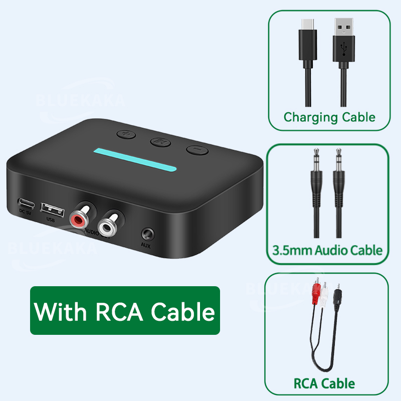 USB Bluetooth 5,3 Audio Receiver Adapter Wireless Stereo Musik 3,5mm AUX R/L RCA Unterstützung U-Disk Wiedergabe für Desktop Lautsprecher Verstärker: Default Title