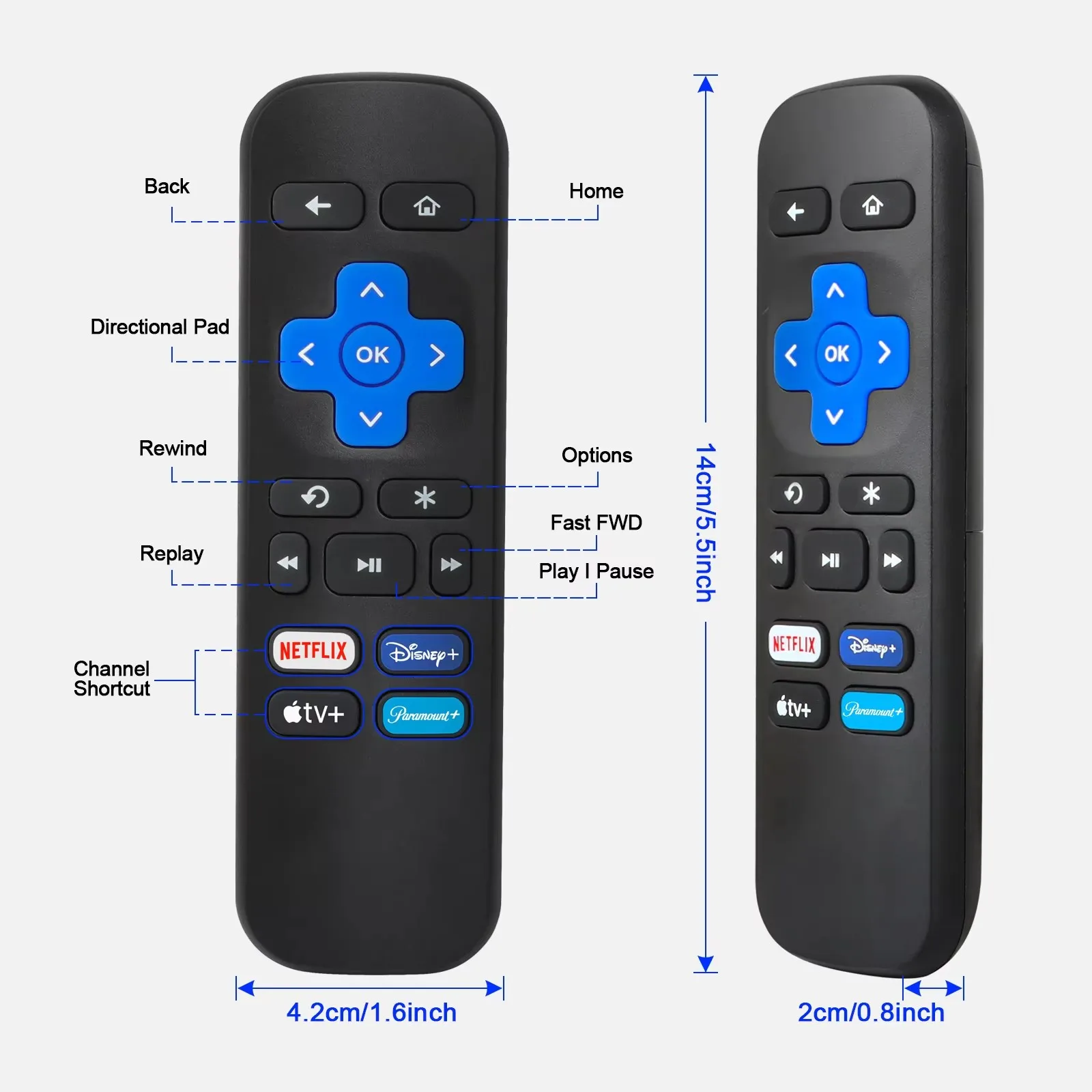 ZLRLMHY Uso de control remoto para decodificador Roku STB 1/2/3/4 Express Premiere Ultra Controller con botón de acceso directo