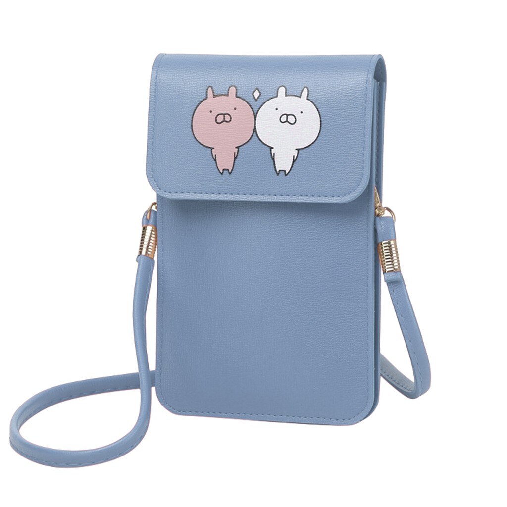 Mode Kleine Crossbody Tassen Voor Vrouwen Mini Mobiele Telefoon Tas Met Back Side Clear Aanraken Screen Venster Lederen Tas Portemonnees: Blue 