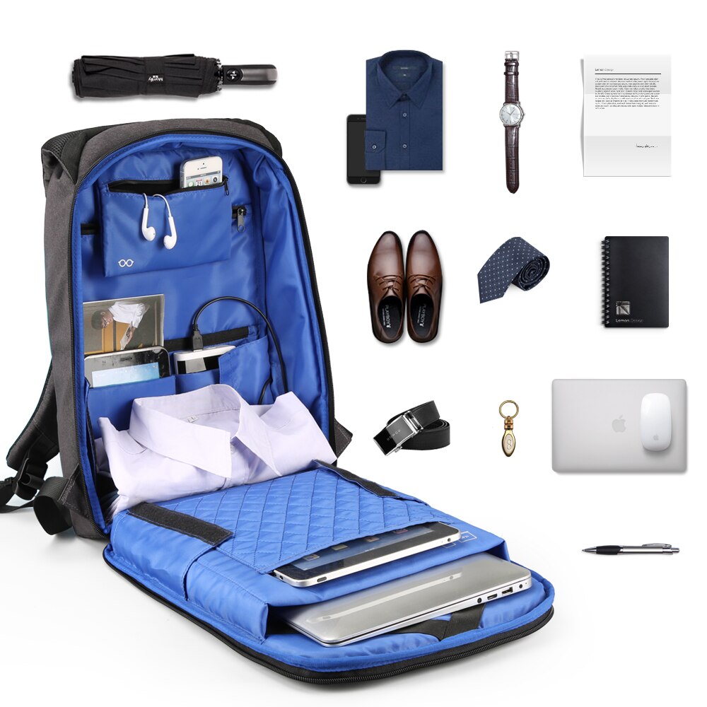 Kingsons Mannen Vrouwen Kleine Rugzak 13''15'' Laptop Tassen Boekentas Schooltassen Usb Opladen Anti-Diefstal Slot Telefoon Sucker Luxe