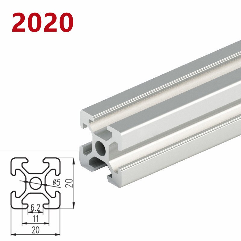 1/2 Stks/partij 2040 2060 2080 20100 Aluminium Profiel Extrusie 100Mm-500Mm Lengte Lineaire Rail voor Diy 3D Printer Werkbank Cnc