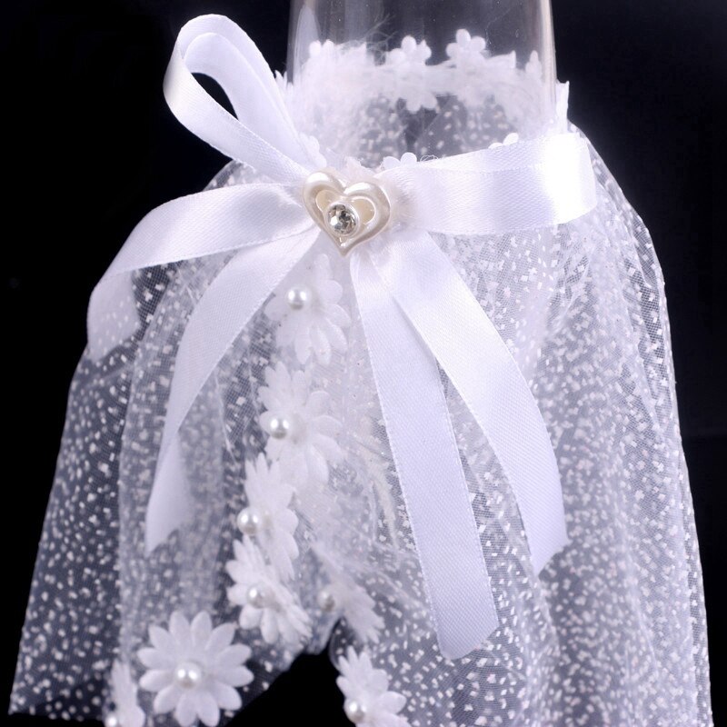 mariée et marié robe en dentelle Champagne flûtes de mariage ensemble de verres tasse grillage gobelet mariage maison hôtel décoration