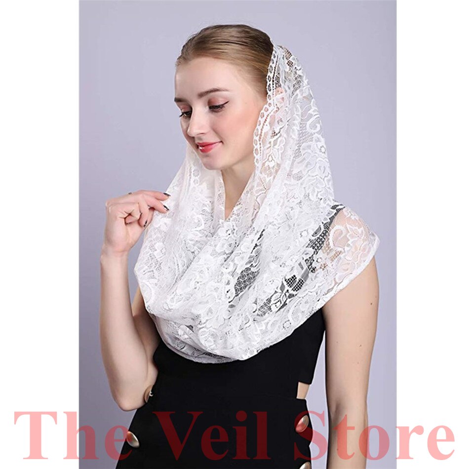 Ishsy grå blonder kvinner katolsk slør mantilla for kirke hodedekke latinsk messe mantilla de novia negra kapell uendelig slør