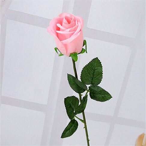 Gul ægte touch rose kunstige silke blomster blomster dekorative blomster hjem eller jul fest dekoration bryllup dekoration: Lyserød