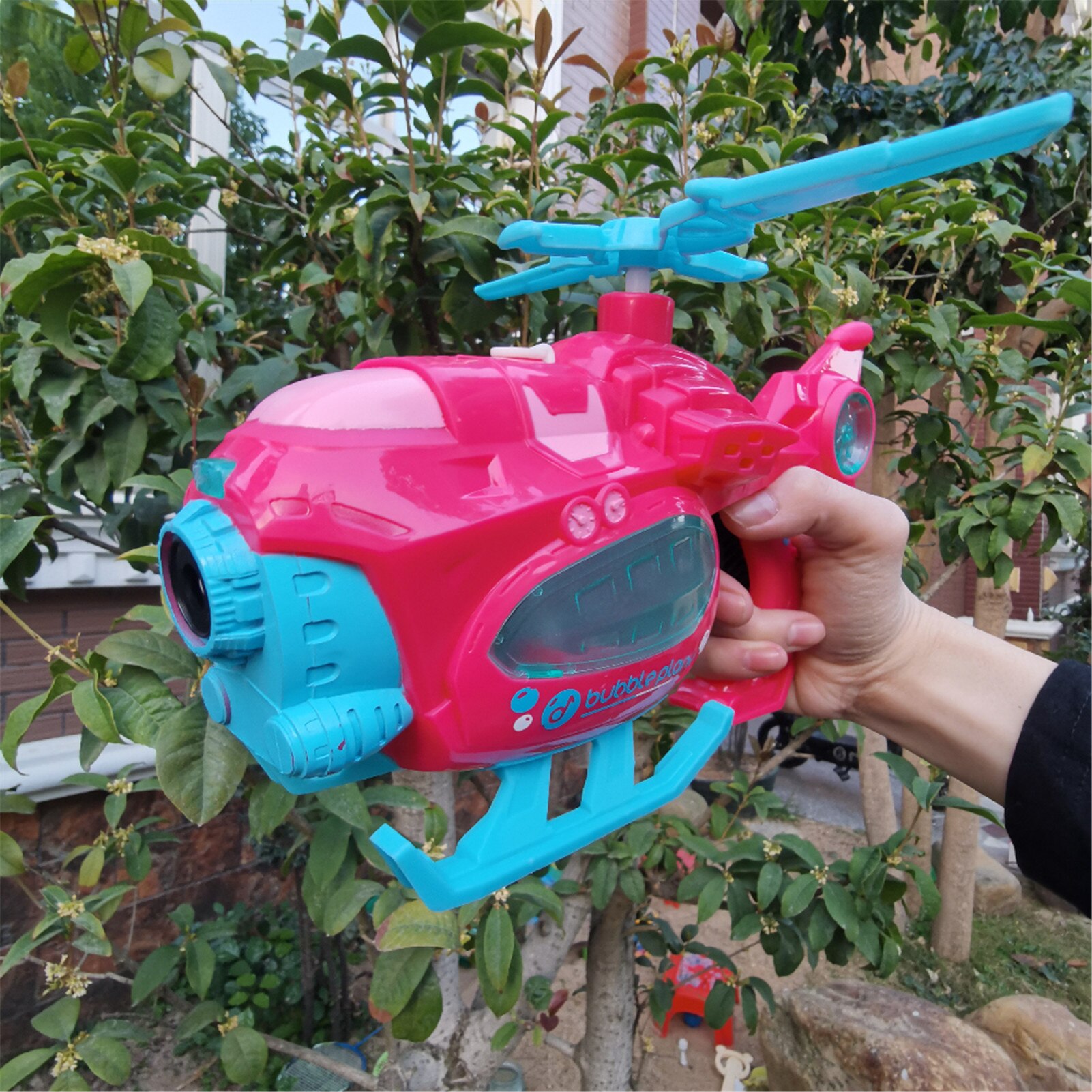 Bubble Blower Automatische Bubble Machine Beweegbare Helicopter Met Muziek Licht Outdoor Zomer Zeepbellen Voor Kinderen