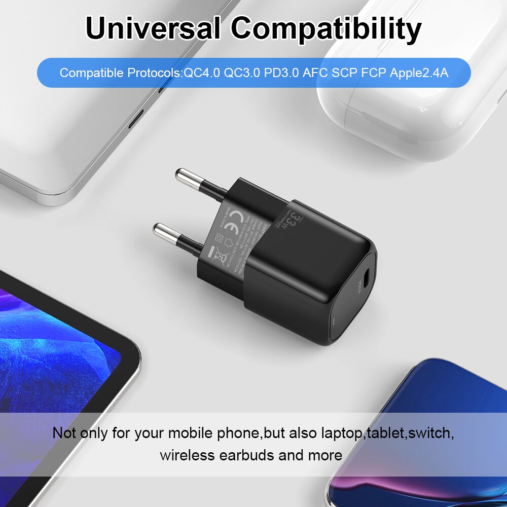 Electop 33W Usb C Gan Charger Met Led Fast Charger Pps Pd 3.0 Type C Fast Charger Voor Iphone 13 12 11 Samsung Laptop Adapter