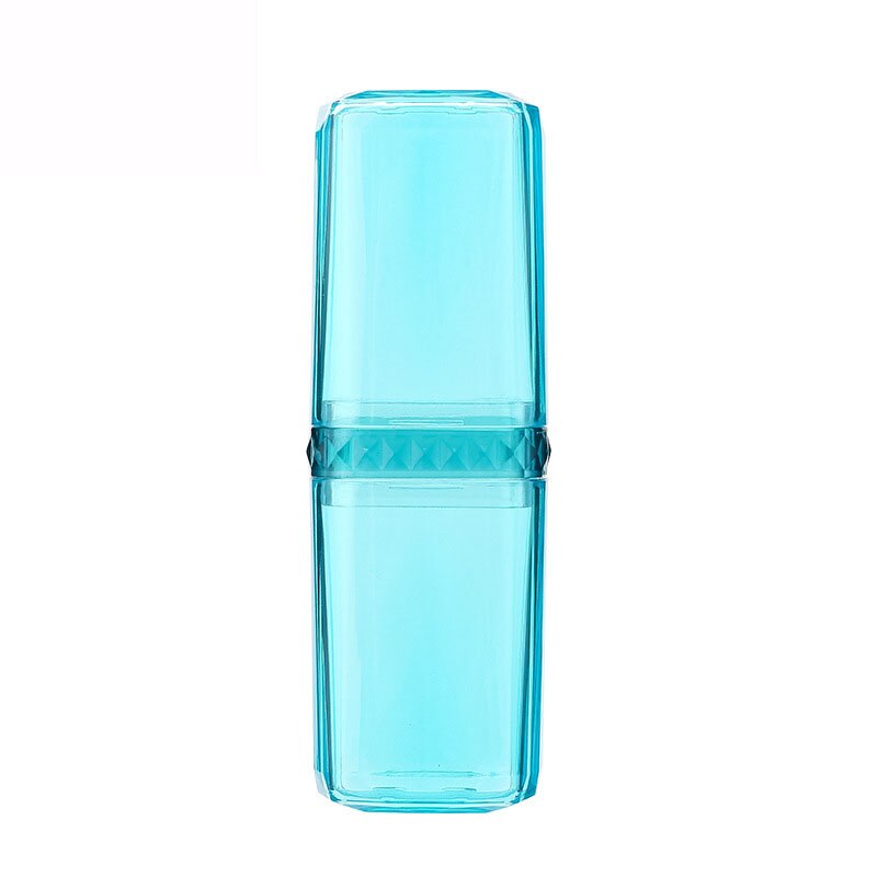 Taza de lavado de viaje, artículos de tocador de viaje portátil, pasta dental, cepillo de dientes, partición de caja de almacenamiento exterior, juegos de accesorios para baño: Simple-blue