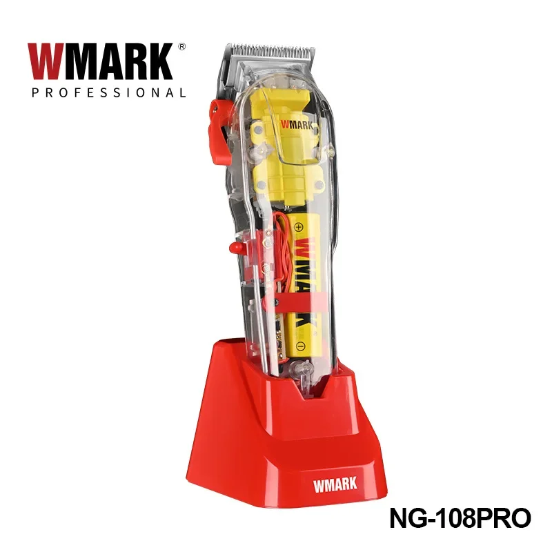 Novo wmark máquina de cortar cabelo transparente cabeça óleo elétrica push shear NG-108PRO aparador cabelo com suporte 7300rpm