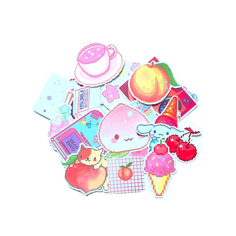 30pcs Mosaic pixel girl Stickers Crafts And Scrapbooking stickers book Student label Decorative sticker DIY Stationery