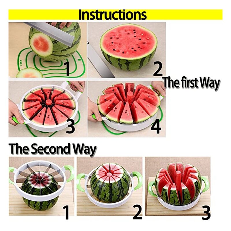 Pastèque trancheuse 30.5cm grand acier inoxydable fruits Melon trancheuse Cutter éplucheur Corer serveur pour la maison