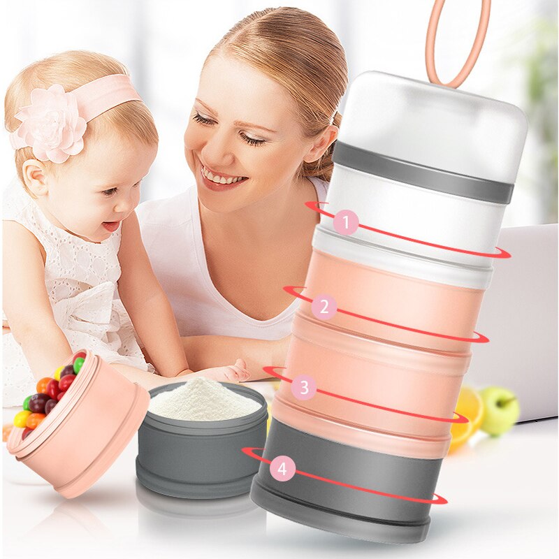 4 Lagen Draagbare Babyvoeding Opbergdoos Baby Melkpoeder Formule Dispenser Peuter Kids Snacks Container