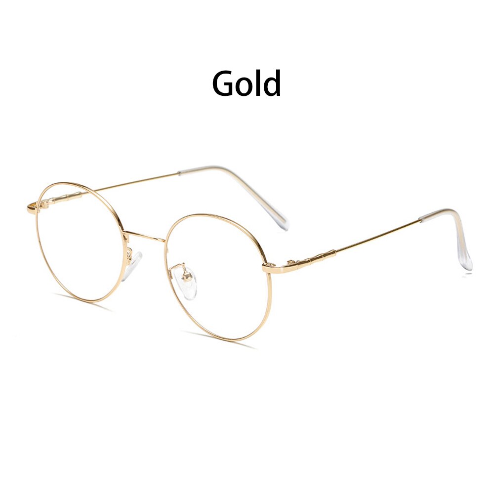 1 ud. De gafas redondas de Metal Vintage de gran tamaño, montura de gafas ópticas, montura de gafas de visión, gafas de cuidado, antirreflejo: Gold