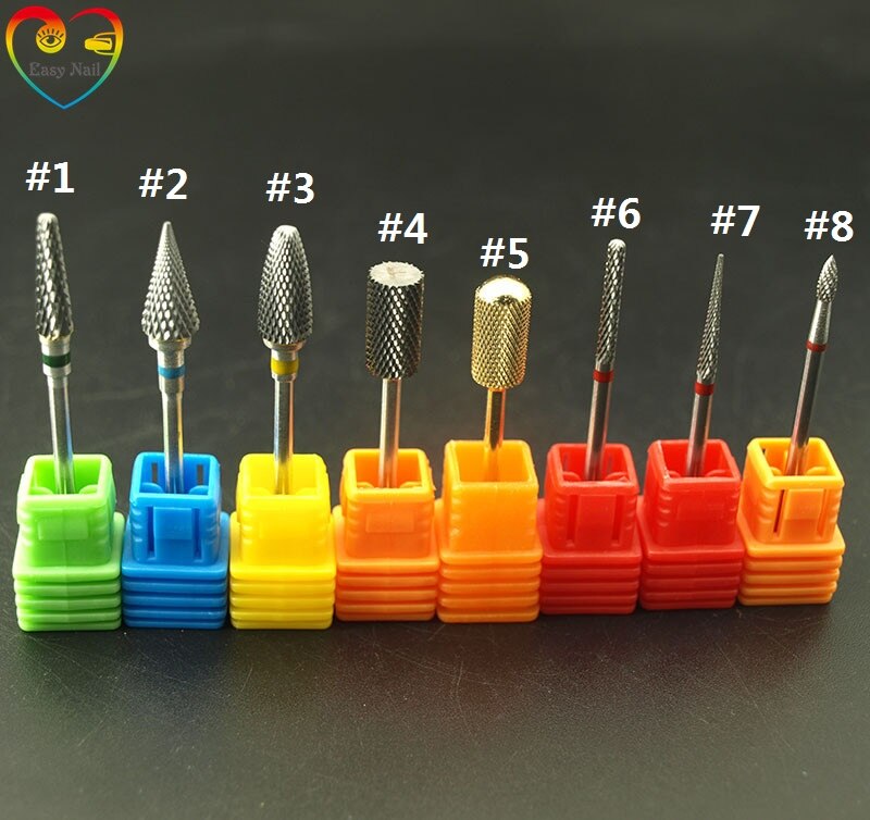 Easynail 8 typer hardmetall spiker borer grader metall bor bits neglebånd for manikyr elektrisk spiker bor tilbehør ,2.35mm
