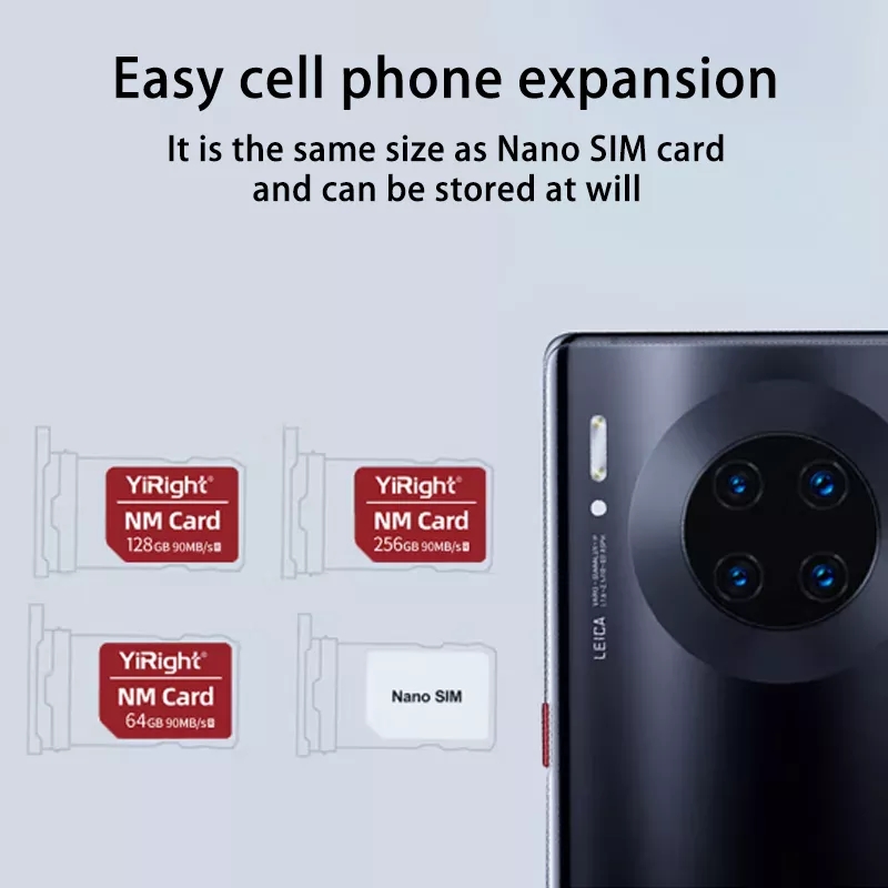 Tarjeta Micro SD de memoria Nano Original, 64GB, 128GB, 256GB, 90Mb/s, NM Ncard para teléfono móvil HUAWEI Y9a Mate 60 50 P60 P40 Pro Lite