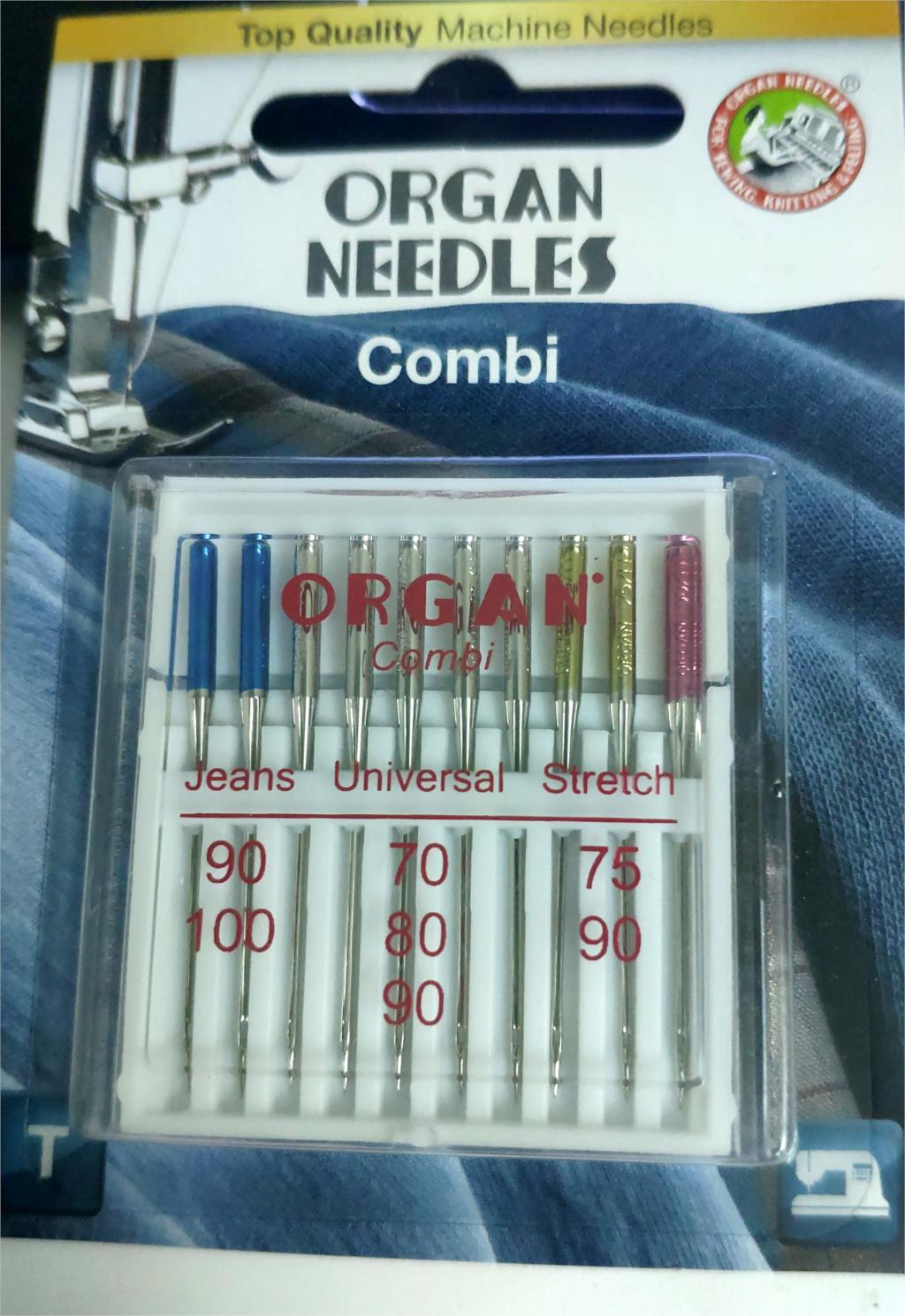 Japan Organ nedlle combi JEANS,UNIVERSAL ,STRETCH 130/705H 70/75/80/90/100 DOMESTIC SEWING MACHINE NEEDLES