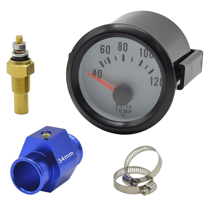 Dragon 52mm Auto Car Refit Back Shell Blue BackLight Water Temperature Gauge 40-120 Celsius Temp Meter: Gauge Fit34mm