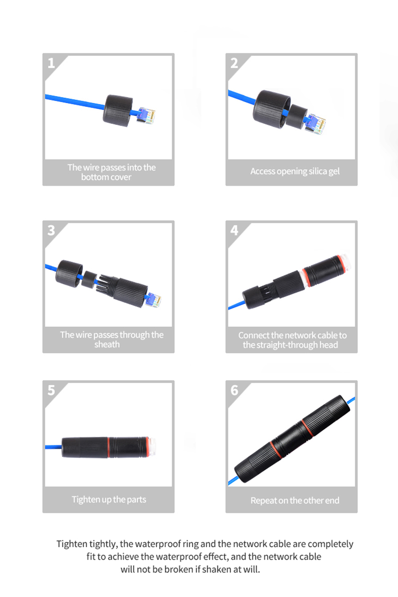 RJ45 Ethernet Waterproof Connector Network Cable POE Extension Cat5e Double head Outdoor Lan Coupler Adapter Female
