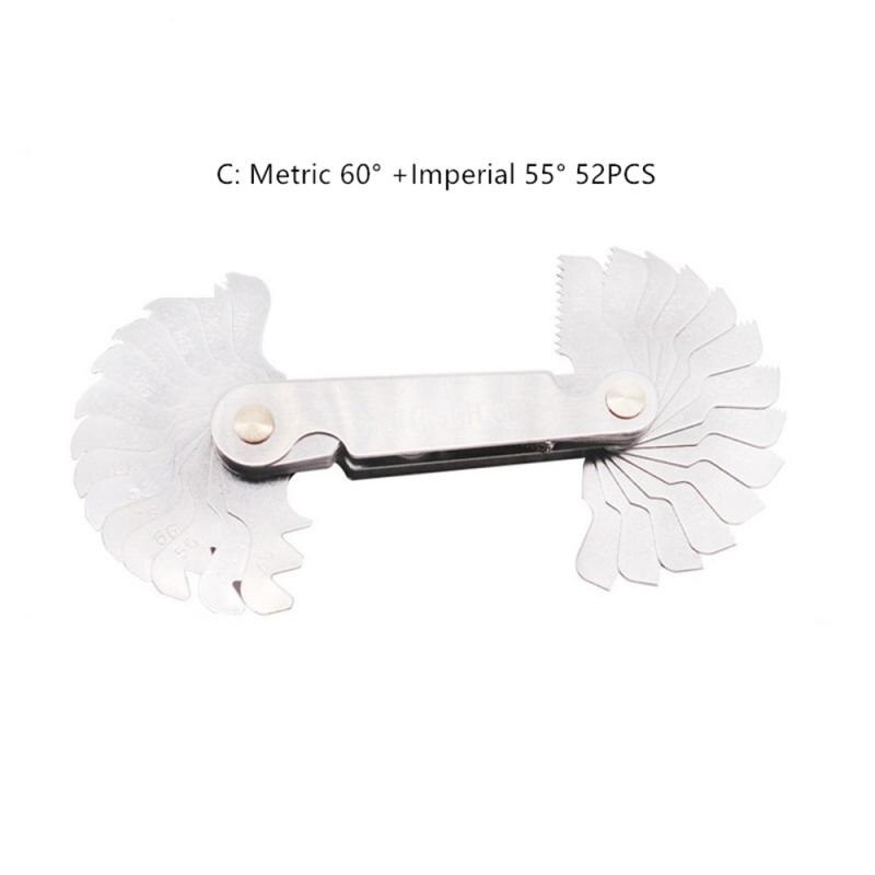 neue 30/51/52/58PCS 60/55 ° Gewinde Mess Gage Gauge Edelstahl Metrische Kaiser UNS Schraube Pitch Gewinde Stecker Gage: 52pcs US Metric