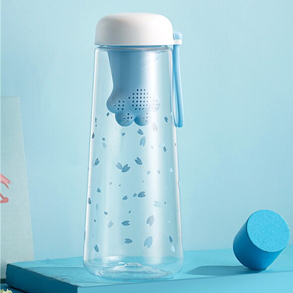 450ML Plastic Bpa Free Water Bottle Cute Animal Infuser Bottles Waterbottle For Girls Kawaii Smart Drinking Clear Botellas: HC130-500ml-sky blue